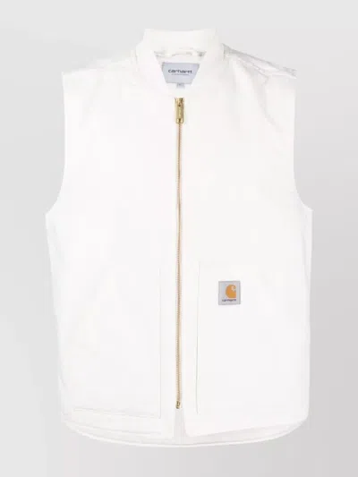 Carhartt Vest With Patch And Side Pockets In White