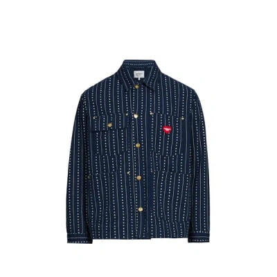 Carhartt Veste Imprimé En Coton In Rinsed Heart C Pinstripe  Ink  & Natural