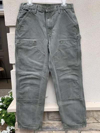 Pre-owned Carhartt Vintage 1990's  Double Knee Canvas Workwear Pants In Green