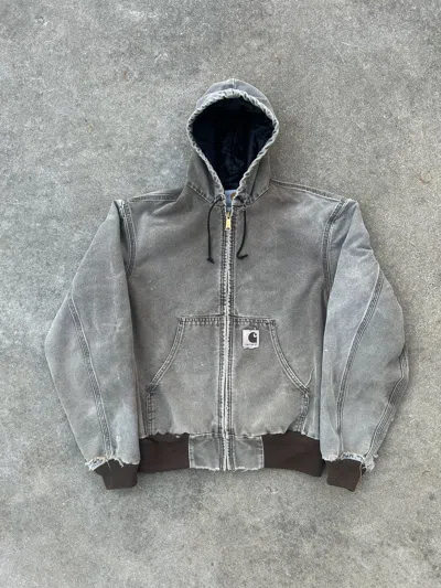 Pre-owned Carhartt Vintage 90's Cht Brown  Hooded Jacket Size M