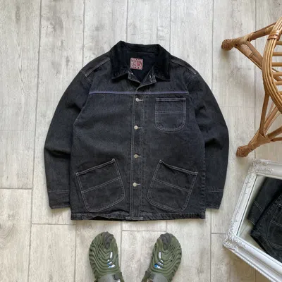 Pre-owned Carhartt Vintage 90's Work Denim Chore Jacket  Style In Black