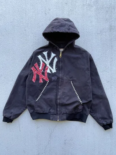 Pre-owned Carhartt Vintage Boxy  Style Hooded Work Jacket In Black