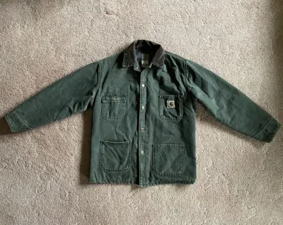 Pre-owned Carhartt Vintage  Blanket Lined Chore Coat Jacket In Green