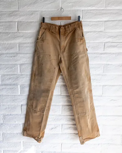Pre-owned Carhartt Vintage  Double Knee Carpenter Pants Distressed Usa In Sand