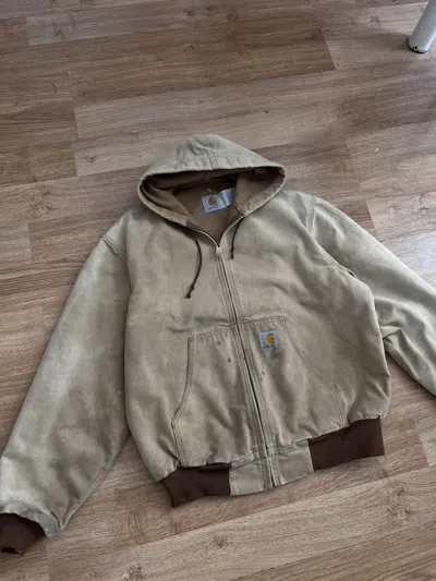 Pre-owned Carhartt Vintage  Hooded Zip Up Workwear Jacket In Brown