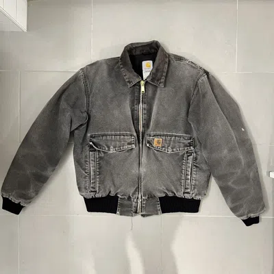 Pre-owned Carhartt Vintage  J165 Black Bomber Jacket Detroit