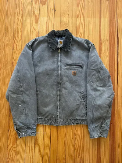 Pre-owned Carhartt Vintage  J97 Detroit Jacket Sunfaded Distressed Gray In Grey