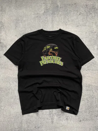 Pre-owned Carhartt Vintage  Pleasures Big Logo Y2k Tee In Black