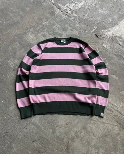 Pre-owned Carhartt Vintage  Striped Sweater Tyler Golf Style Y2k In Pink
