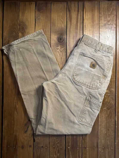 Pre-owned Carhartt Vintage  Tan Faded Distressed Carpenter Work Pants In Sand
