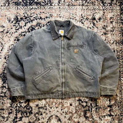 Pre-owned Carhartt Vintage Detroit  J97-ptl Xl Blanket Lined Jacket In Gray