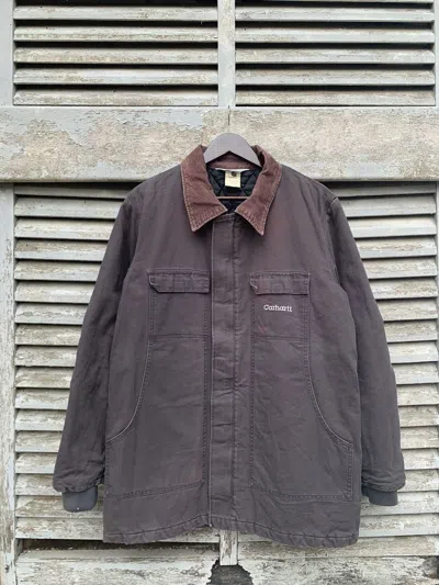 Pre-owned Carhartt Vintage Faded  Chore Work Jacket In Black
