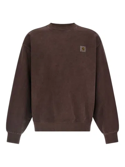 Carhartt Ribbed Cuff And Hem Sweatshirt Design In Brown
