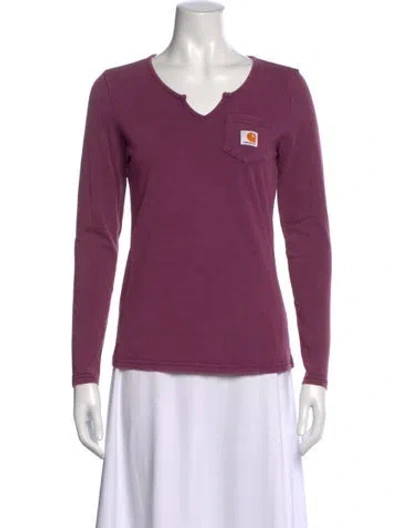 Pre-owned Carhartt V-neck Long Sleeve T-shirt In Purple
