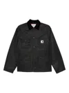 Carhartt Wip Alumni Chore Coat Jacket In Black Nylon In Black
