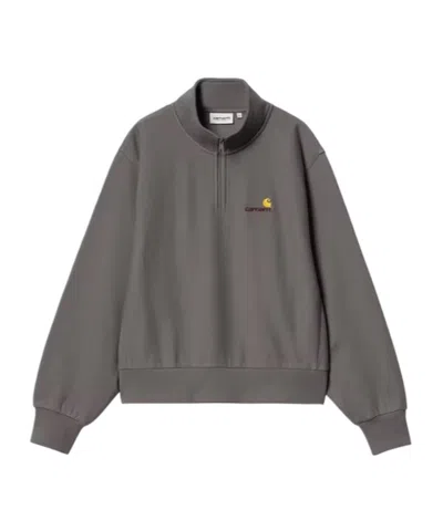 Carhartt W' American Script High Neck Sweatshirt In Gray