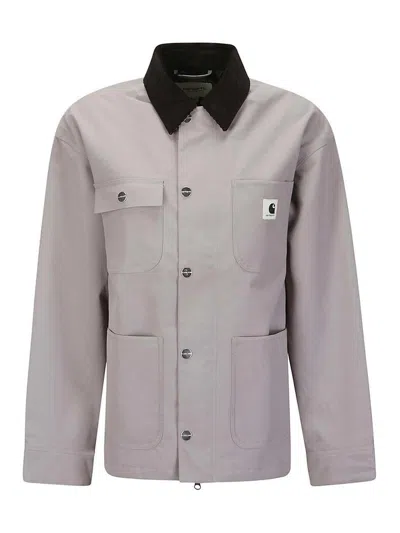 Carhartt Omens Yosemite Clapton Patch-pockets Relaxed-fit Woven Jacket In Grey