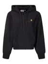 Carhartt Wip Black Cotton Hooded American Script Sweat In Black