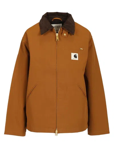 Carhartt Long-sleeved Zip-up Jacket In Brown