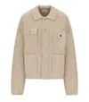 Carhartt Ribbed Knit Cardigan With Shirt Collar And Front Pockets In Neutral