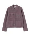 Carhartt Chunky Knit Cardigan With Four Pockets And Button Closure In Purple