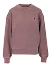 Carhartt Logo-patch Crew-neck Sweatshirt In Pink