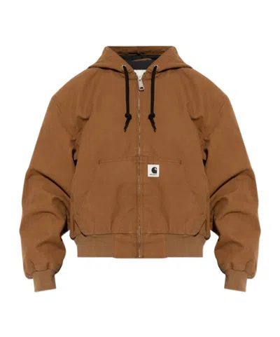 Carhartt Hooded Zip Jacket In Brown