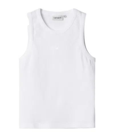 Carhartt Philips Ribbed Knit Logo Tank Top In White