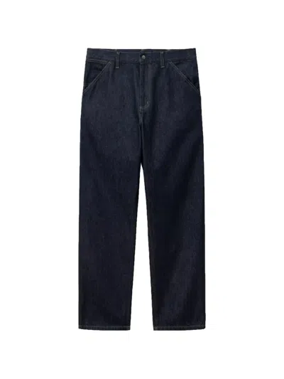 Carhartt Blue Rinsed Cotton Denim Jeans