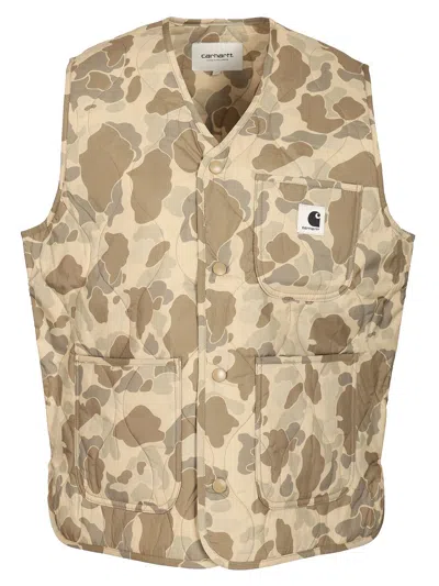 Carhartt Quilted Sleeveless Vest Camouflage Pattern In Neutral