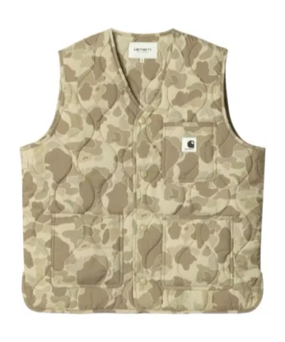 Carhartt Quilted Sleeveless Vest Camouflage Pattern In Neutral