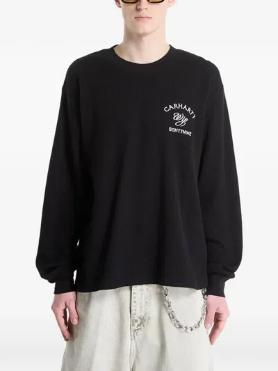 Carhartt Waffle-knit Logo-print T-shirt In Black
