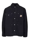 Carhartt Michigan Corduroy-trimmed Organic Cotton-canvas Chore Jacket In Black