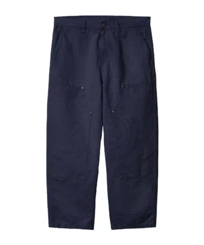 Carhartt Double-pocket Garment-dyed Trousers In Blue