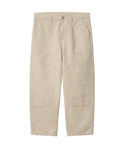 Carhartt Wip Walter Double Knee Logo-patch Tapered Trousers In Neutral