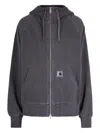 Carhartt Washed-out Zip-up Hoodie In Gray