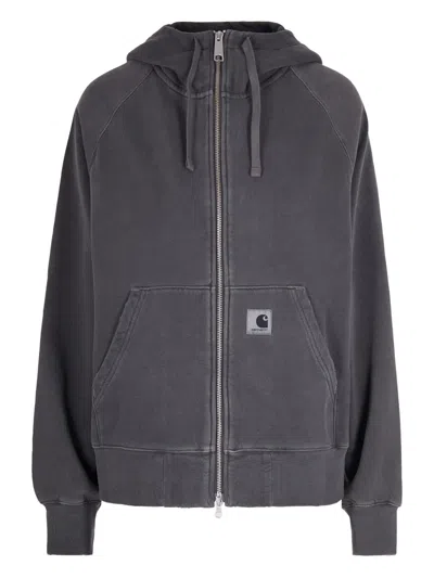 Carhartt Washed-out Zip-up Hoodie In Gray