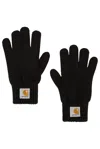 Carhartt Logo-patch Knitted Gloves In Black