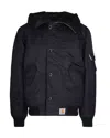 Carhartt Water-repellent Nylon Bomber Jacket With Adjustable Hood In Black