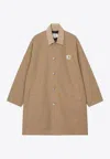 Carhartt Long Sleeve Collared Coat Front Pockets In Nude
