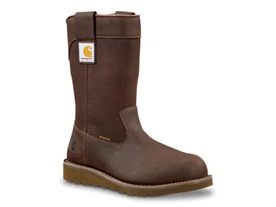 Carhartt Wellington 10" Waterproof Steel Toe Wedge Work Boot In Brown