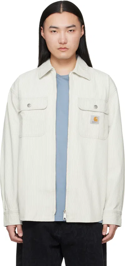 Carhartt Wip Mercer Striped Cotton Shirt Jacket In White In Neutral