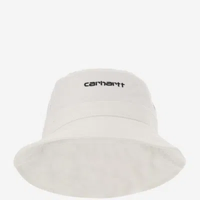 Carhartt Canvas Bucket Hat With Logo In White