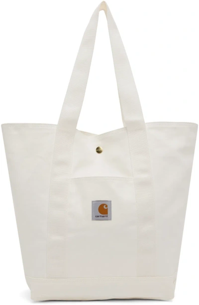 Carhartt White Canvas Tote In Wax