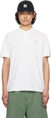 Carhartt Chase Cotton Piqué Polo Shirt In 00rxx White / Gold