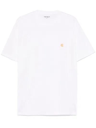 CARHARTT WHITE COTTON 'CHASE' CREW NECK T-SHIRT WITH LOGO CARHARTT WIP