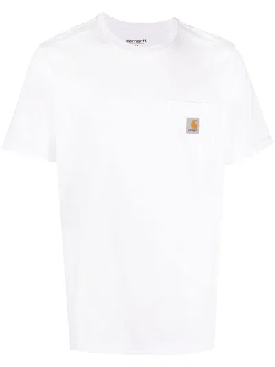 Carhartt White Cotton Short-sleeved T-shirt With Logo  Wip