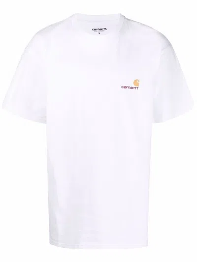 Carhartt White Crew-neck Cotton T-shirt With Logo