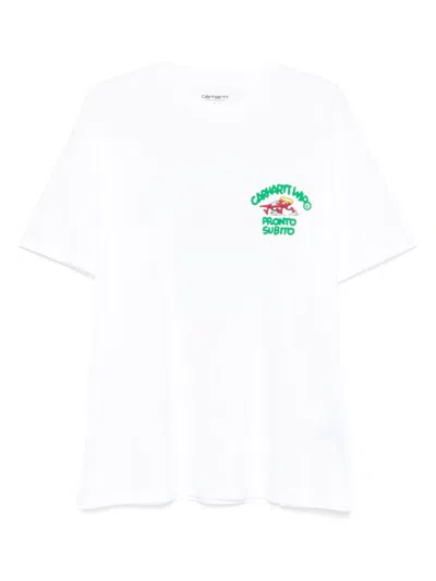 CARHARTT WHITE CREWNECK PRINTED T-SHIRT