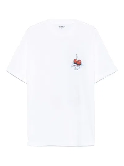 CARHARTT WHITE CREWNECK PRINTED T-SHIRT